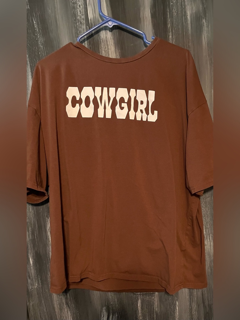SHEIN Brown Cowgirl Graphic Short Sleeve Tee